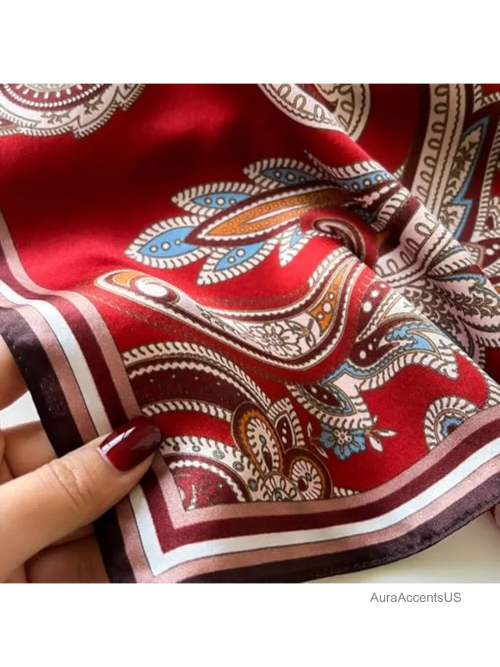 100% Mulberry Silk Square Scarf 26x26 - Hair Scarf Bandana Neckerchief